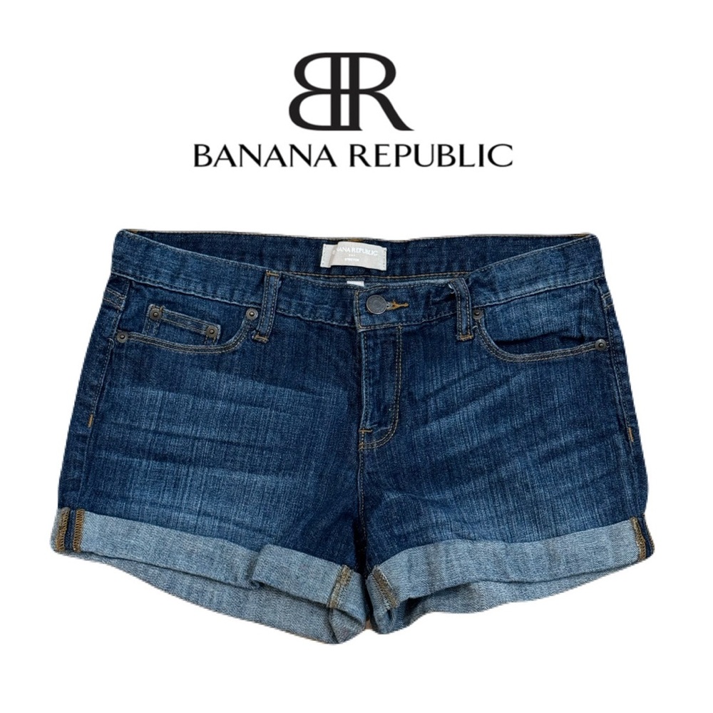 Banana Republic Women's Mid Rise Dark Blue Denim Shorts Size 29/8P Petite